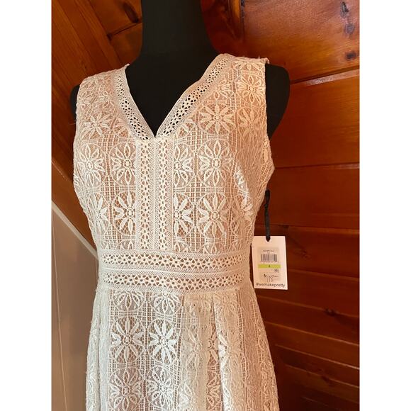 Kensie White Lace Bridal Boho Mini A-Line Dress NWT sz 4 - Picture 3 of 9
